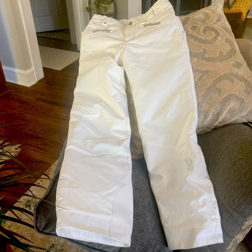Spyder Snow Pants Ski Snowboard Pants Size 10 Off White Zip In Unisex